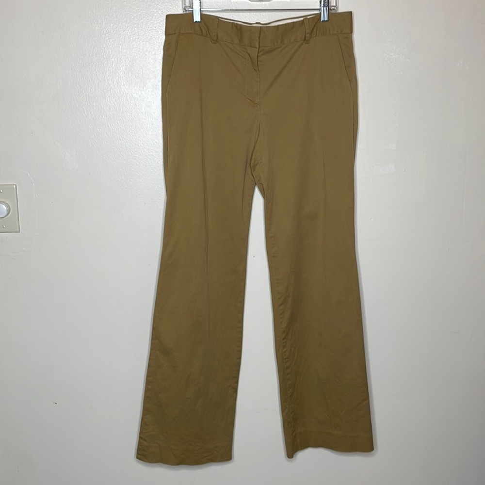 J CREW Pants Cafe Trouser Golden Tan Wide Leg Corporate Wear Cotton Blend 12